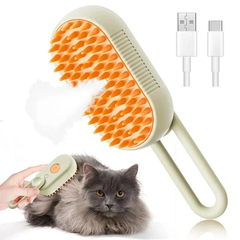 3 - in - 1 Professional Steamy Pet Brush | The Ultimate Grooming & Massage Experience for a Shiny, Shed - Free Coat - purevia