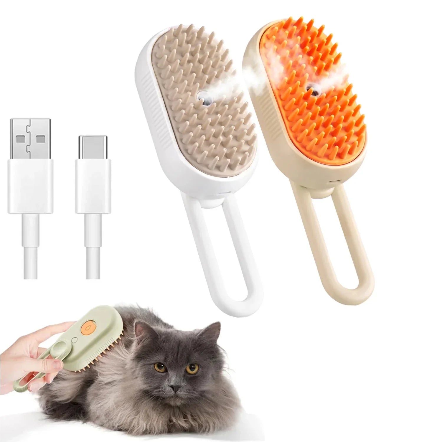 3 - in - 1 Professional Steamy Pet Brush | The Ultimate Grooming & Massage Experience for a Shiny, Shed - Free Coat - purevia