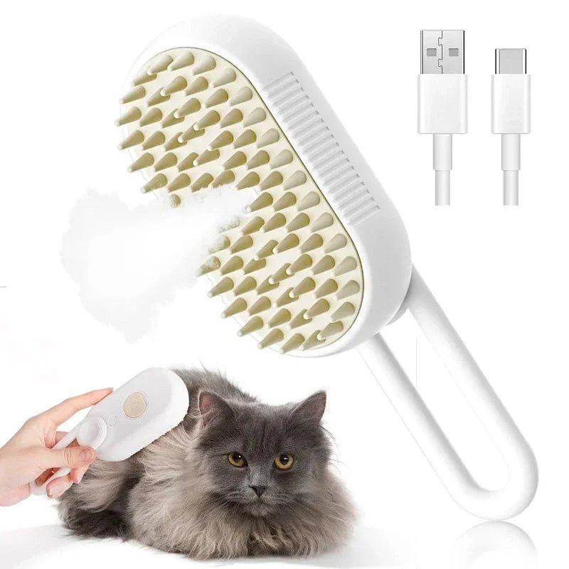3 - in - 1 Professional Steamy Pet Brush | The Ultimate Grooming & Massage Experience for a Shiny, Shed - Free Coat - purevia