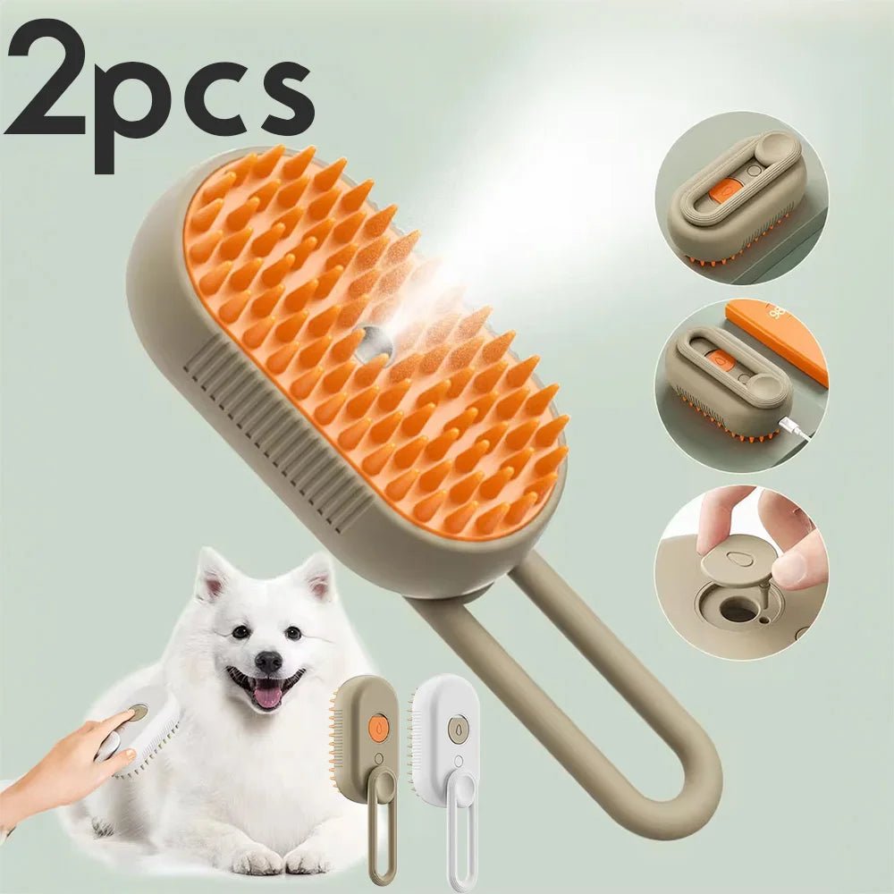 3 - in - 1 Professional Steamy Pet Brush | The Ultimate Grooming & Massage Experience for a Shiny, Shed - Free Coat - purevia