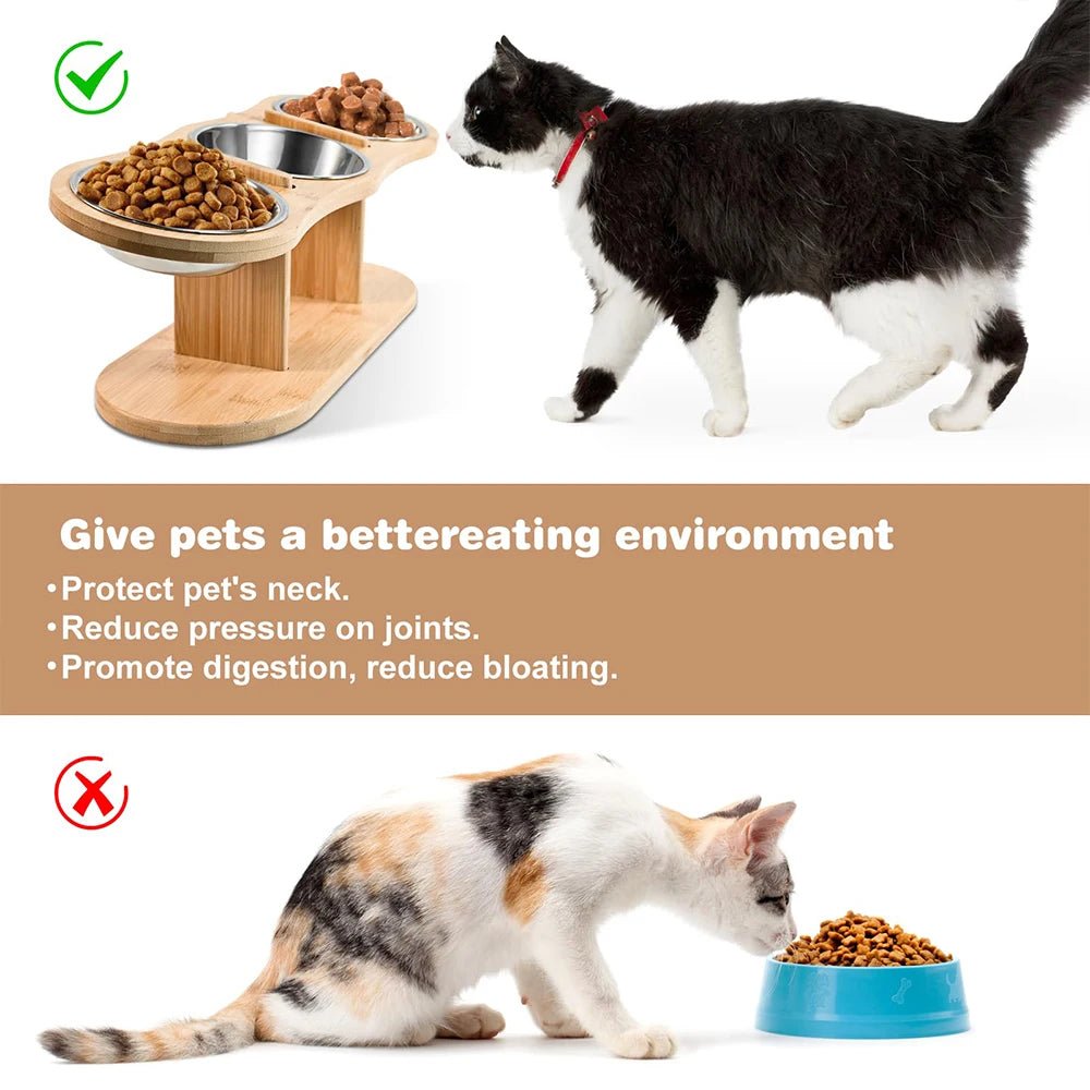 The Ultimate Dining Comfort for Your Furry Friend: 15° Slanted Triple Bowl Station for Stress - Free Meals - purevia
